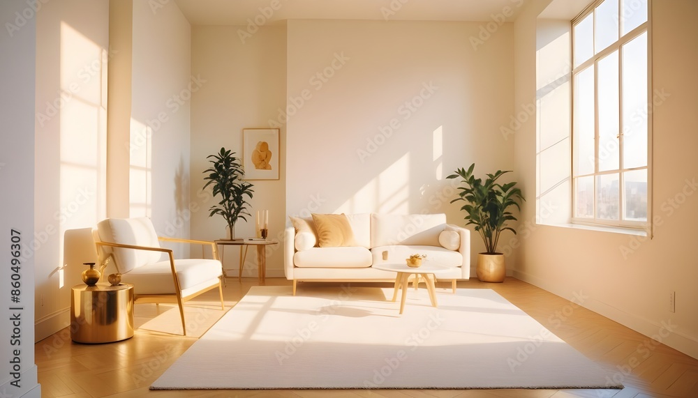 Fototapeta premium white and gold theme modern interior design