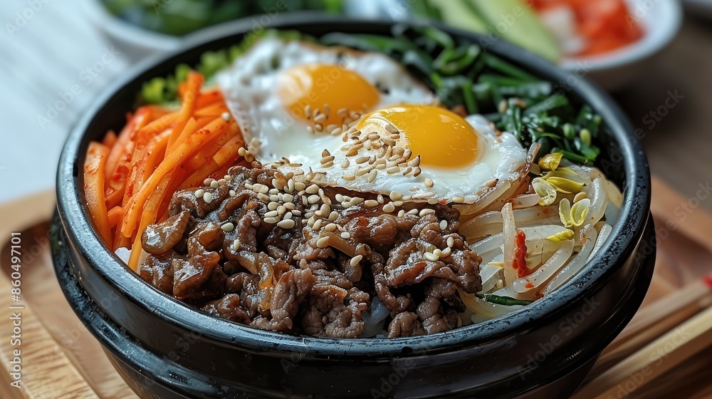 Fototapeta premium A Korean bibimbap. Generative AI.