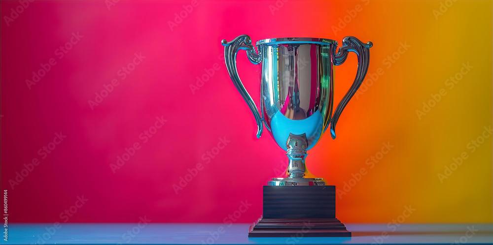 Trophy and colourful background with copy space Trophy and colourful background with copy space