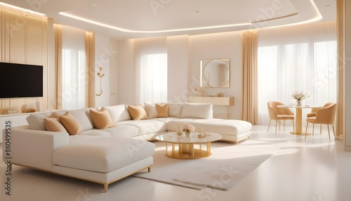 white and gold theme modern interior design