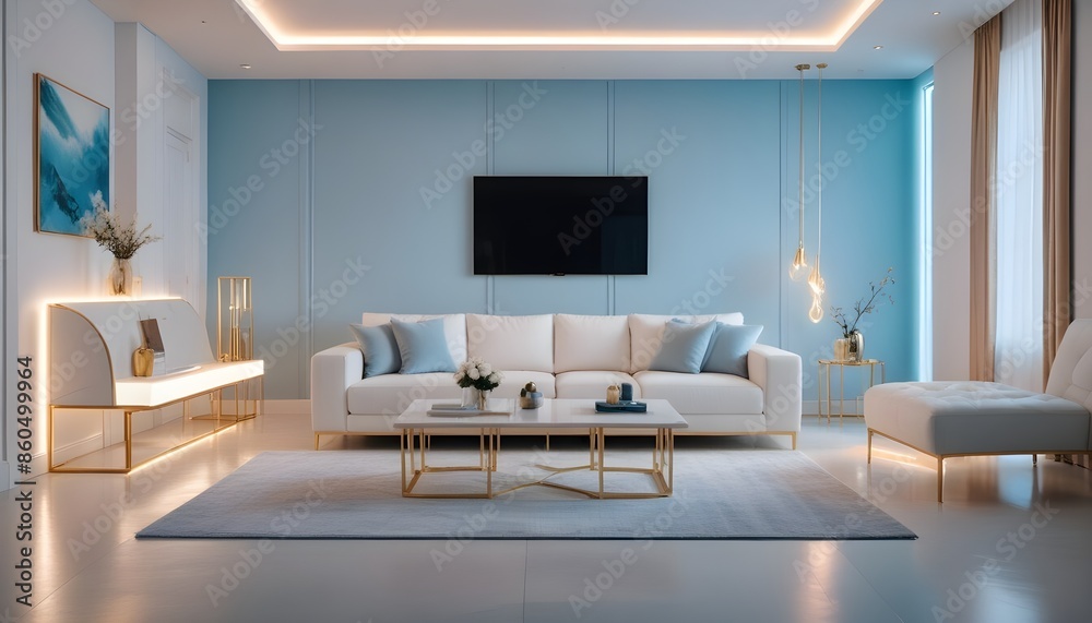 Fototapeta premium white and gold theme modern interior design