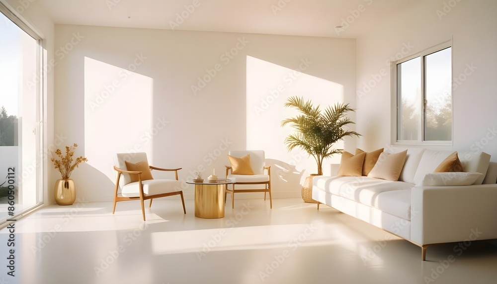 Fototapeta premium white and gold theme modern interior