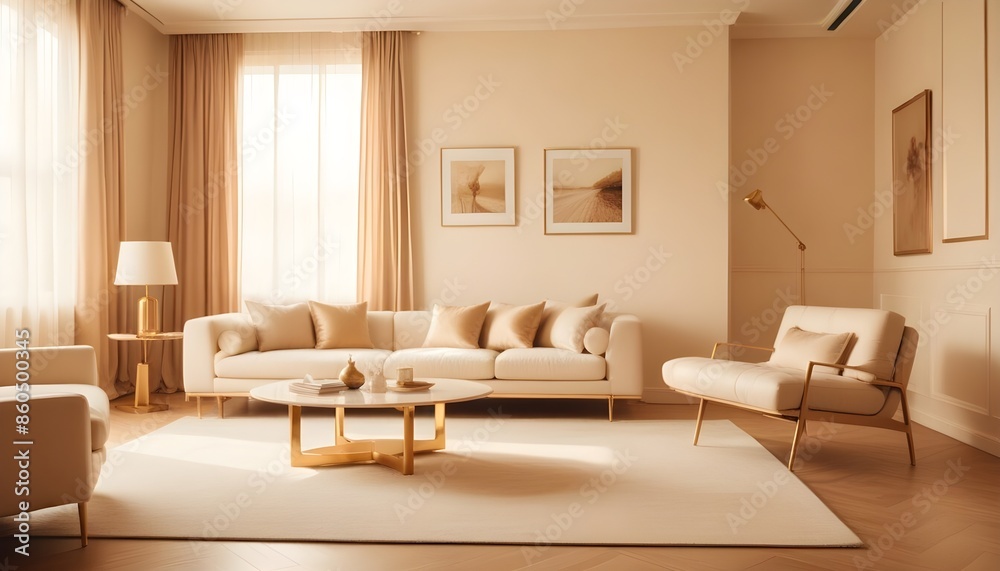 Fototapeta premium white and gold theme modern interior design