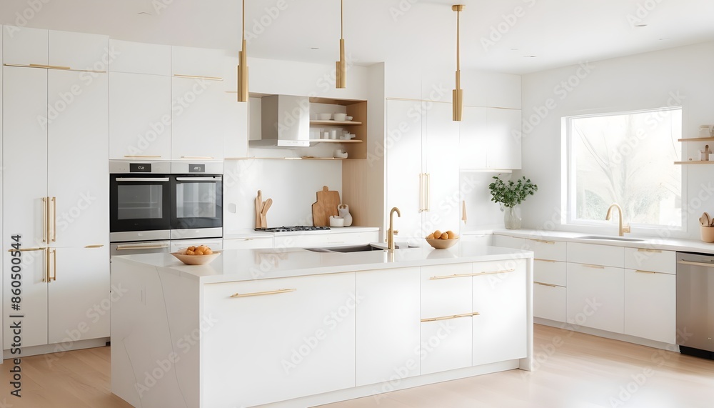 Fototapeta premium white and gold theme modern interior design