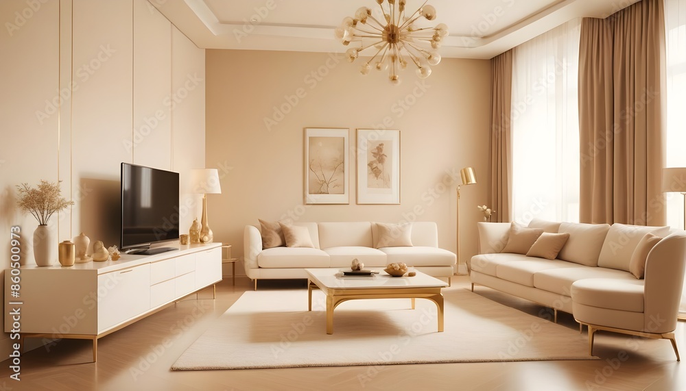 Fototapeta premium white and gold theme modern interior design