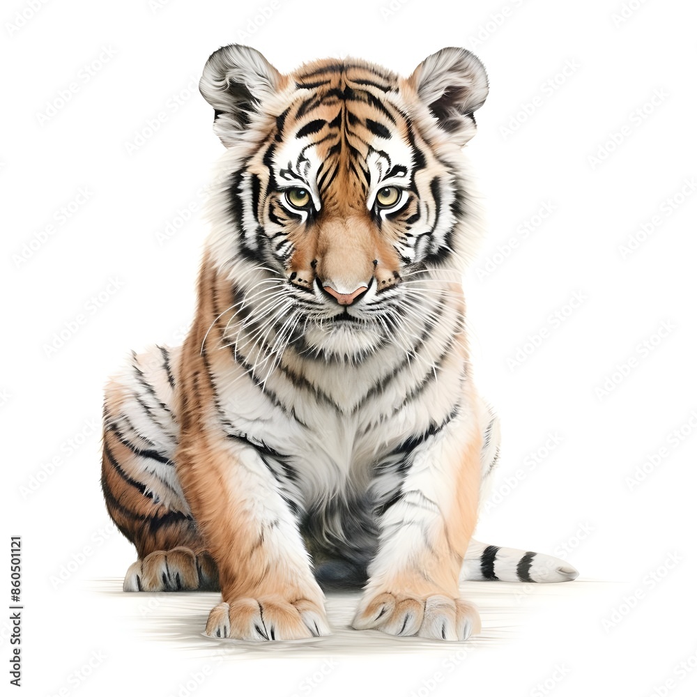 Fototapeta premium Thai tiger, watercolor, beautiful eyes and young