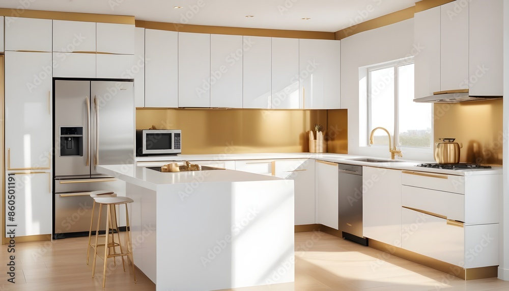 Fototapeta premium white and gold theme modern interior design