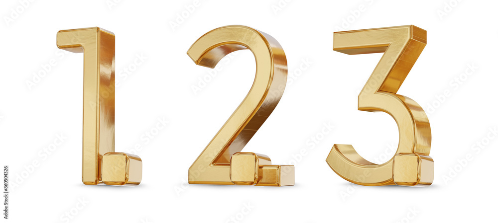 1. 2. 3. first second third, ranking or numbering, first place, in golden metallic bold nummers, isolated 3d illustration 1. 2. 3. first second third, ranking or numbering, first place, in golden metallic bold nummers, isolated 3d illustration