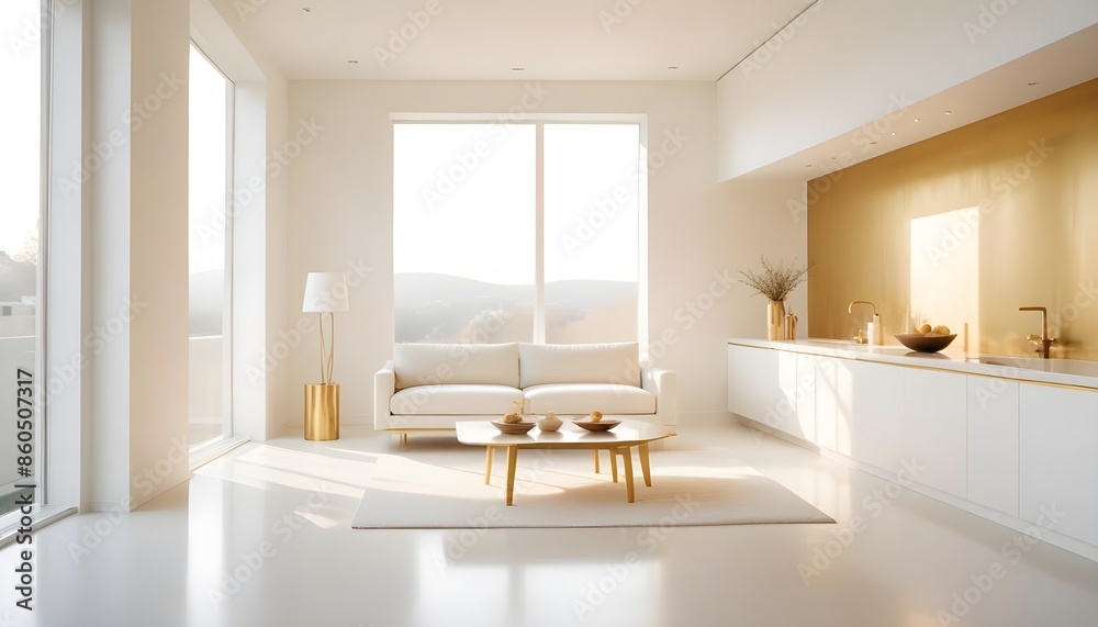 Fototapeta premium white and gold theme modern interior design