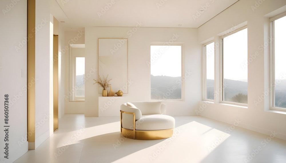 Fototapeta premium white and gold theme modern interior design