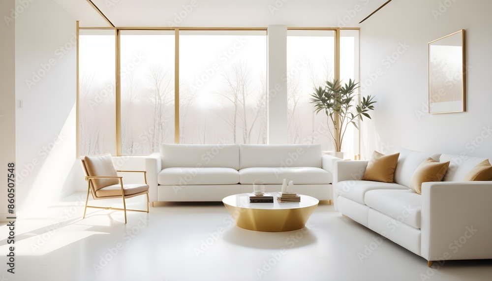 Fototapeta premium white and gold theme modern interior design