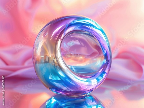 Pristine glass sphere with a luminous interior and soft reflections