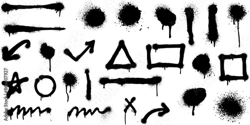 Grunge Hand-Drawn Vector Elements - Arrows, Lines, Shapes, and Symbols with Drip and Splatter Effects 