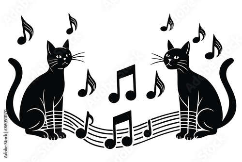 Meow Melodies silhouette vector illustration 