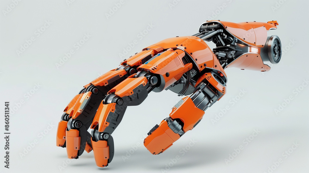 A mechanical industrial manipulator is visible against a neutral background. Its solid construction and multiple joints suggest the versatility and strength needed to perform complex operations. A mechanical industrial manipulator is visible against a neutral background. Its solid construction and multiple joints suggest the versatility and strength needed to perform complex operations.