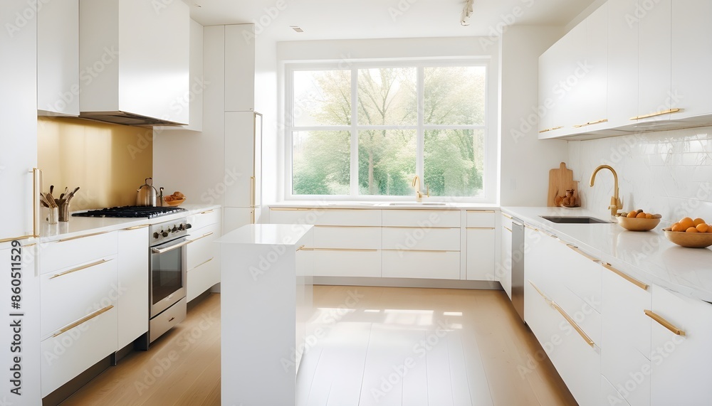 Fototapeta premium white and gold theme modern interior design