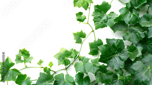 Bush grape or threeleaved wild vine cayratia Cayratia trifolia liana ivy plant bush nature frame jungle border isolated on white background clipping path included : Generative AI photo