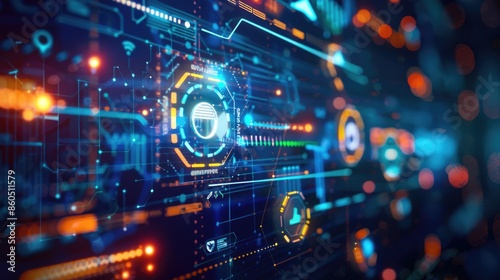 Wallpaper Mural Computer screen with glowing circle Torontodigital.ca