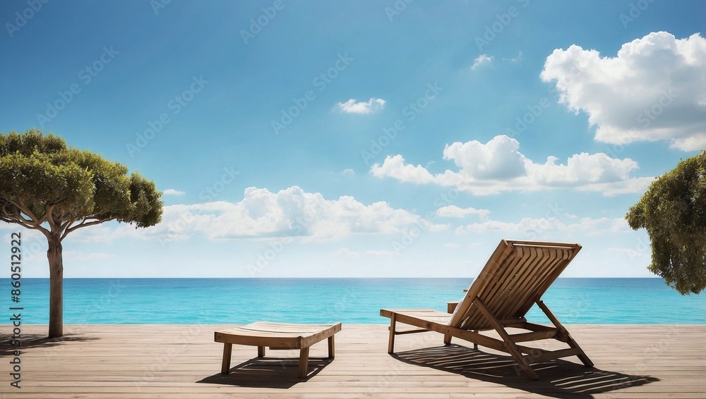 Empty Chairs at Poolside Beneath Clear Blue Sky Empty Chairs at Poolside Beneath Clear Blue Sky