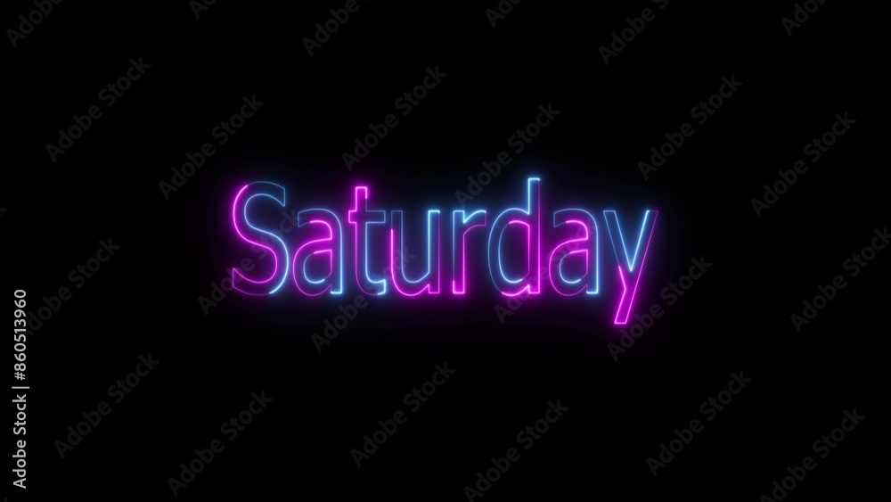 New modern digital neon shine week name text icon animation with darkness bacground. New modern digital neon shine week name text icon animation with darkness bacground.