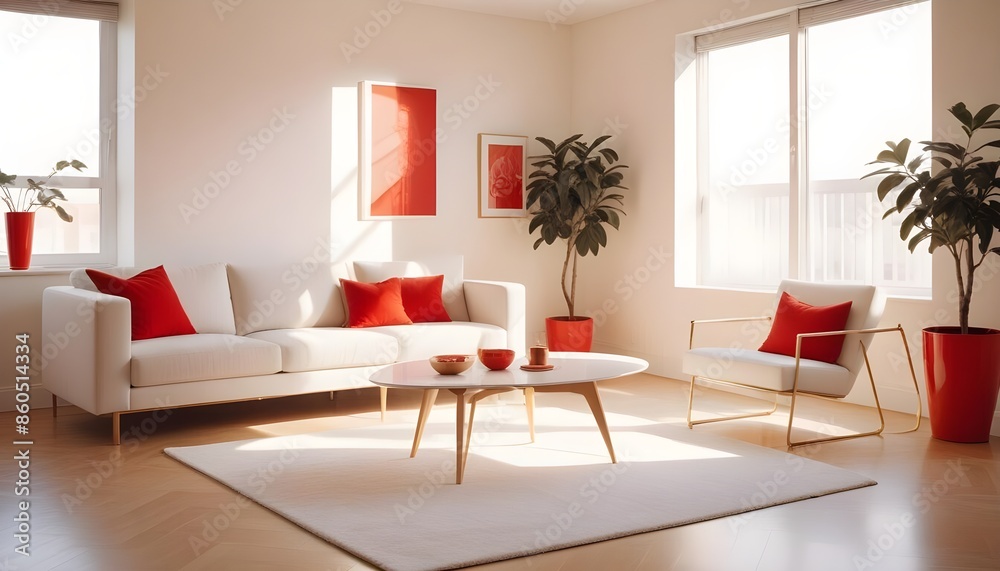 Fototapeta premium white and gold theme modern interior design