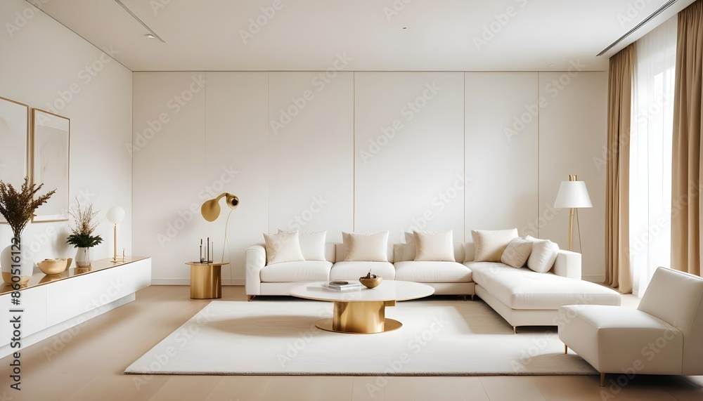 Fototapeta premium white and gold theme modern interior design