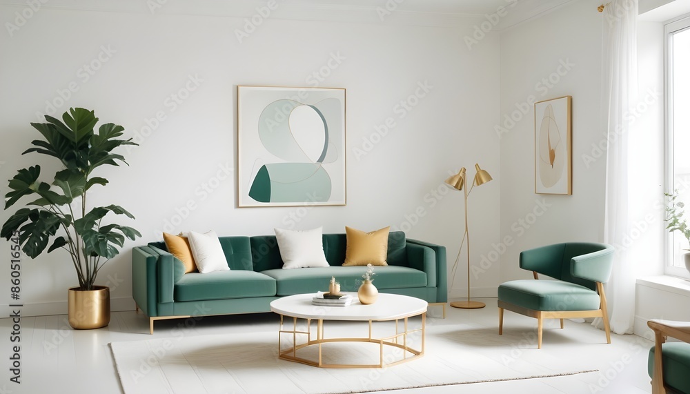 Fototapeta premium white and gold theme modern interior design