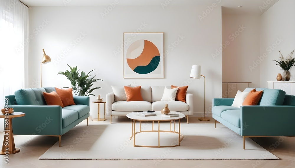 Obraz premium white and gold theme modern interior design