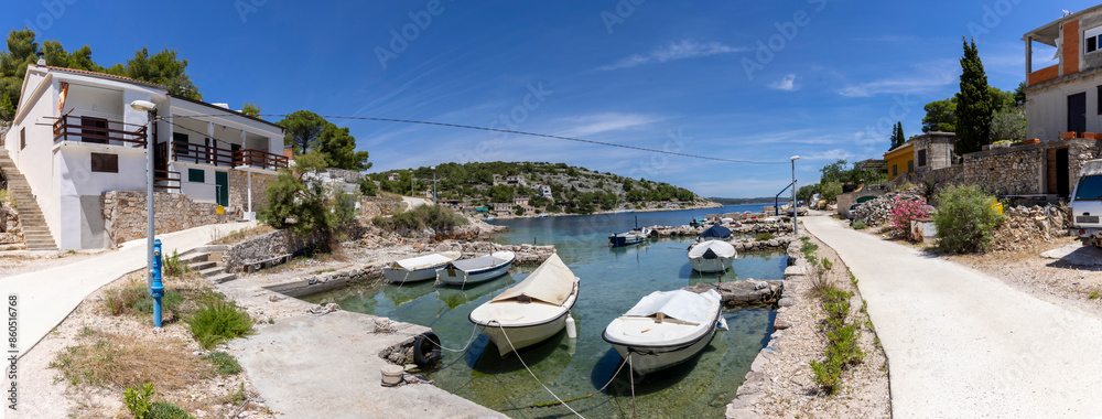 Panoramic View of village Koromasna on the island Zirje, Croatia