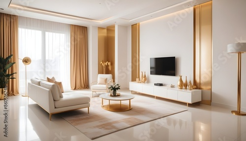 white and gold theme modern interior design