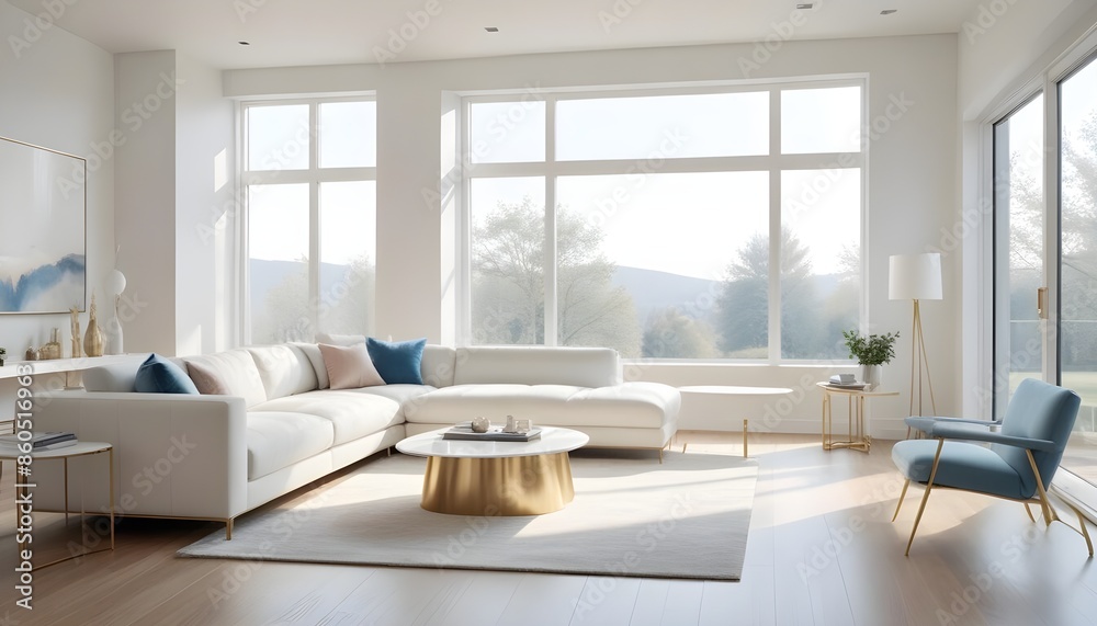 Fototapeta premium white and gold theme modern interior design