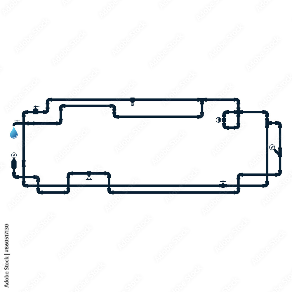 Water pipe system and plumbing wrench banner. Design banner background for plumbing work Water pipe system and plumbing wrench banner. Design banner background for plumbing work