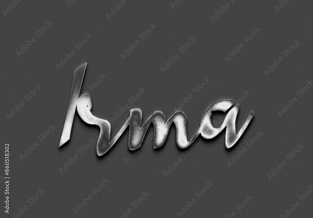 Chrome metal 3D Indonesian name design of Irma on grey background. Chrome metal 3D Indonesian name design of Irma on grey background.