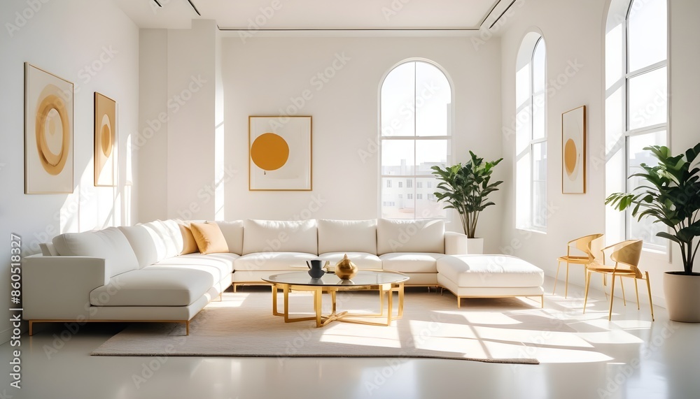 Fototapeta premium white and gold theme modern interior design