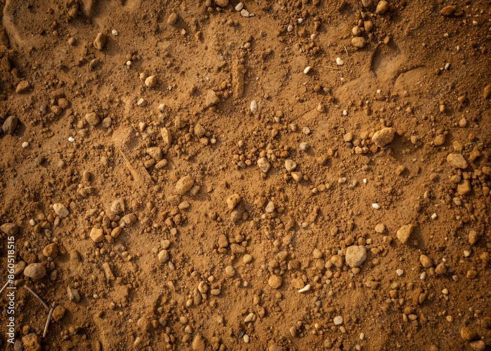 Close Up of Cracked, Brown Soil With Small Rocks. Generative AI