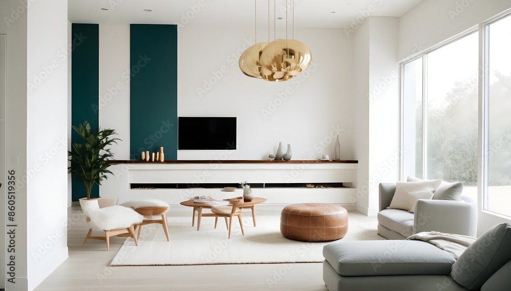 Fototapeta premium white and gold theme modern interior design