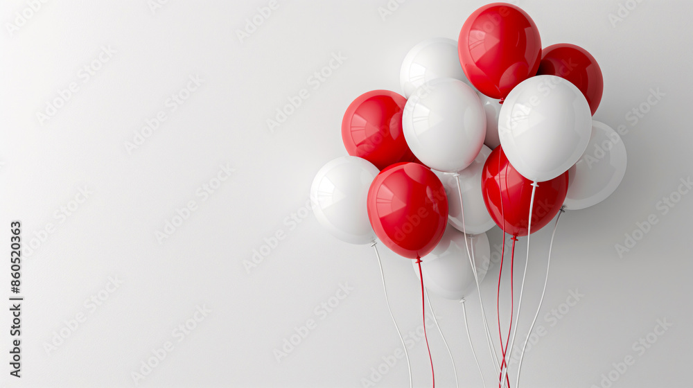 Red and white balloons on a white background for National Day of Encouragement. Red and white balloons on a white background for National Day of Encouragement.