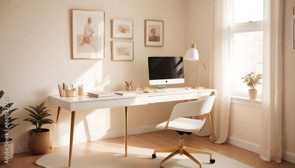 Fototapeta premium white and gold theme modern interior design