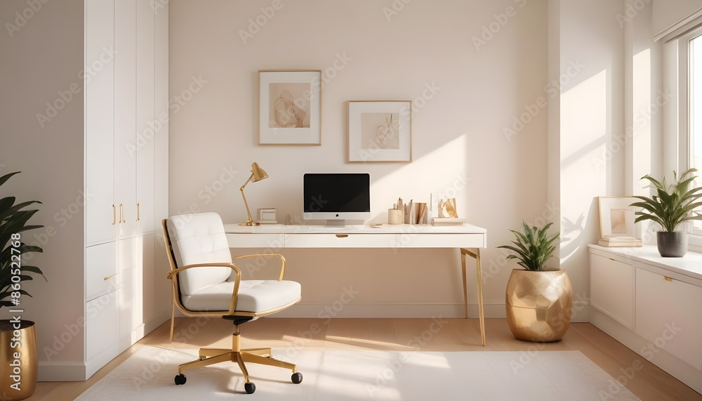 Fototapeta premium white and gold theme modern interior design