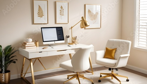 white and gold theme modern interior design