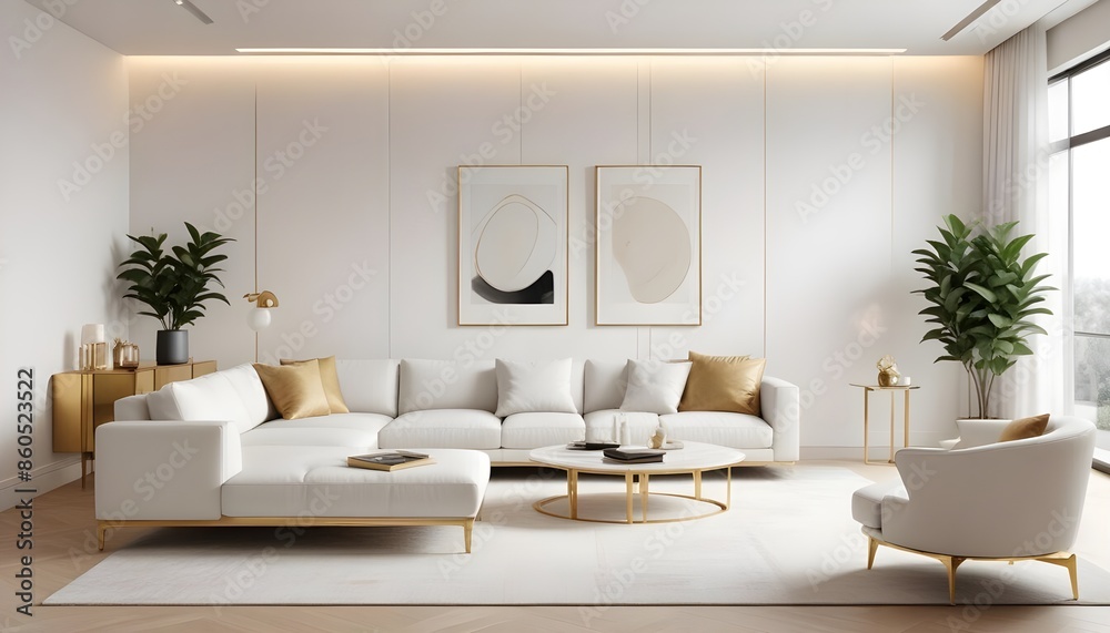 Fototapeta premium white and gold theme modern interior design