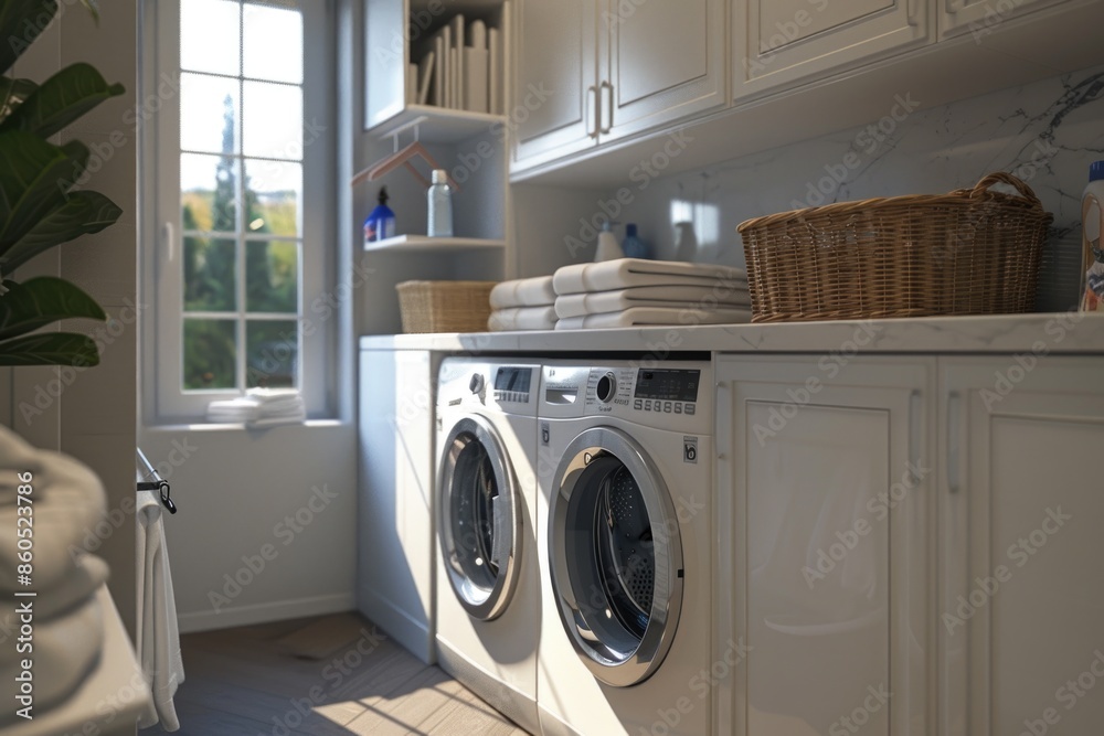 A laundry room with a washer and dryer A laundry room with a washer and dryer