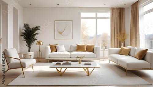 white and gold theme modern interior design