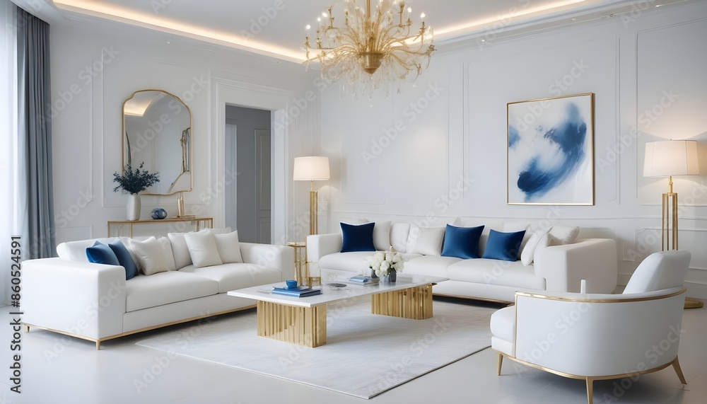 Fototapeta premium white and gold theme modern interior design