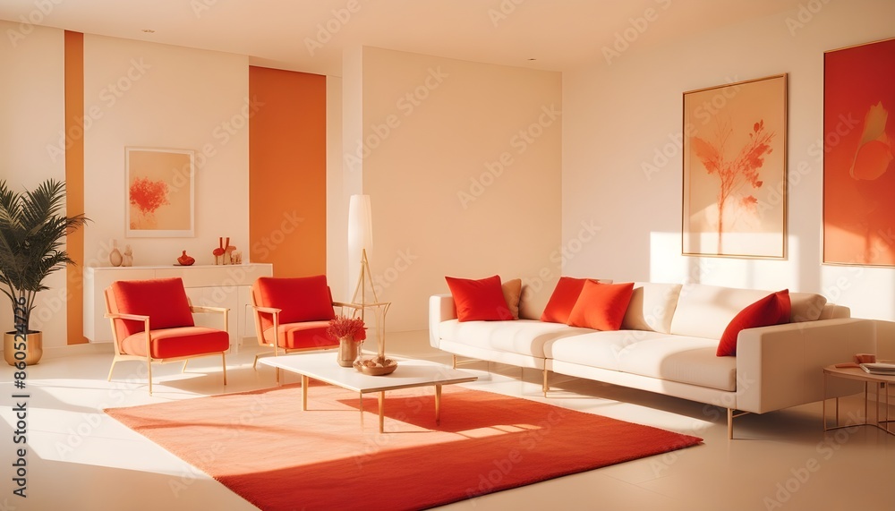 Fototapeta premium white and gold theme modern interior design