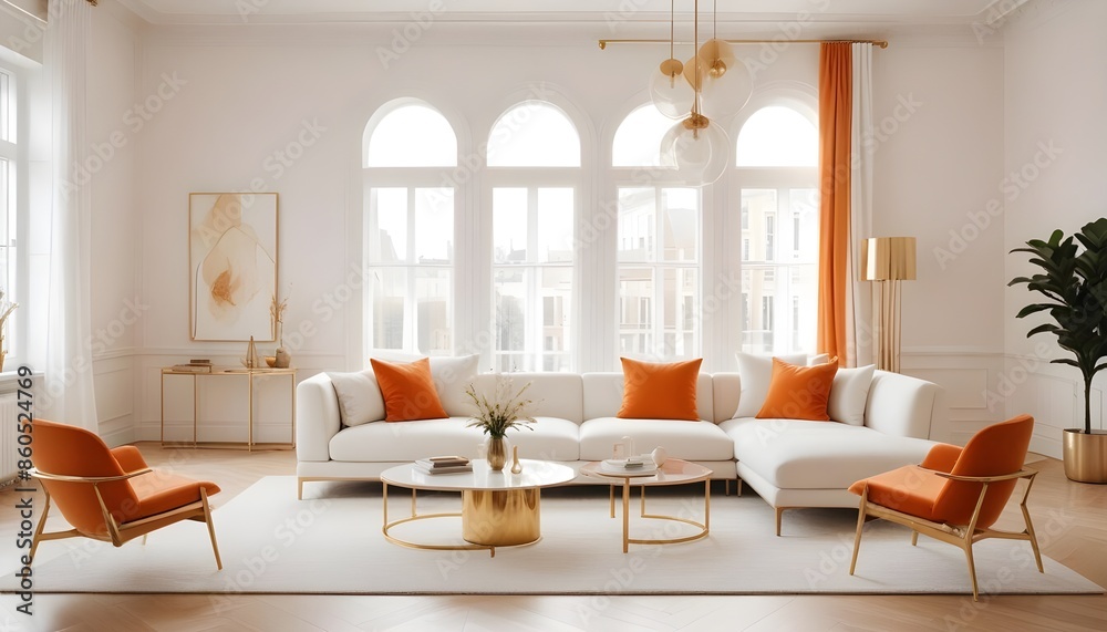 Fototapeta premium white and gold theme modern interior design