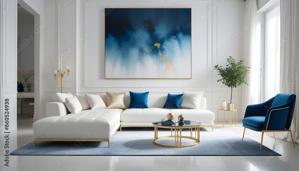 Fototapeta premium white and gold theme modern interior design