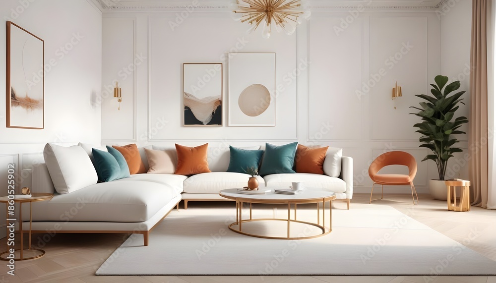 Obraz premium white and gold theme modern interior design