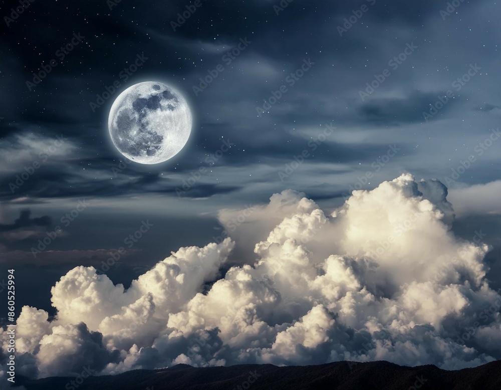 Cloudy sky and moon in the night Cloudy sky and moon in the night