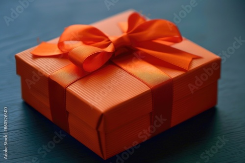 A small orange gift box with an orange bow, ideal for birthday gifts or special occasions